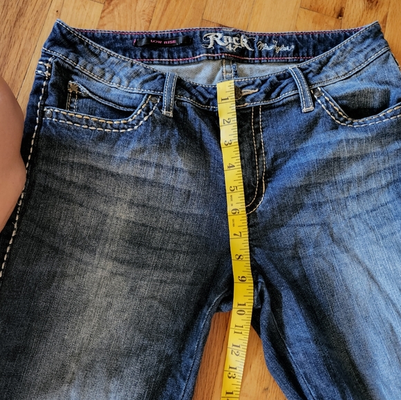Rock 47 wrangler lowrise women's darkwash jeans - Picture 8 of 11